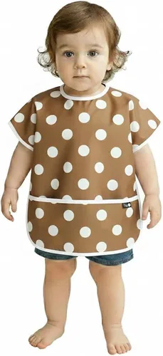 Miniatura 12 de Plie Short Sleeve Waterproof Bib for Toddlers – Easy Clean Feeding Apron for Mealtime, Daycare, Self-Feeding, Lightweight