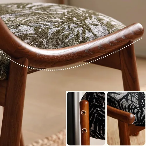 Miniatura 9 de Rustic Fabric Dining Room Chairs, Kitchen Chair with Backrest, Dining Chairs Lobby Chair Set for French Country Farmhouse Kitchen Home Brown+black