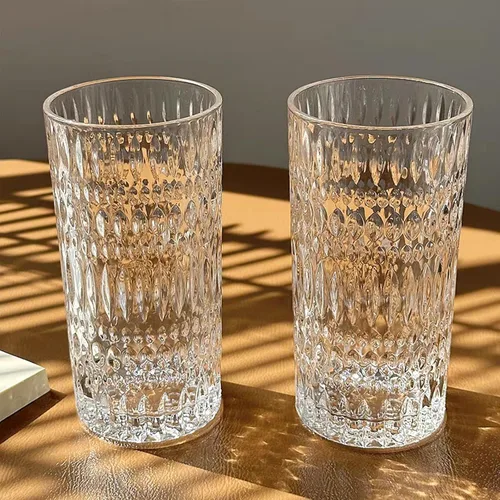 Miniatura 5 de Vasos Highball [Juego de 4] - Vasos de vidrio vintage de 15 onzas ideales para fiestas de cena - Textura única, aptos para lavavajillas