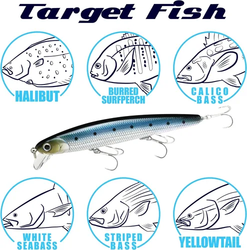 Miniatura 5 de LUCKY CRAFT FlashMinnow 110, Señuelos de Pesca en Agua Salada, Accesorios y Equipo de Pesca Jerkbait Surf, Señuelo de Superficie de Suspensión Lenta