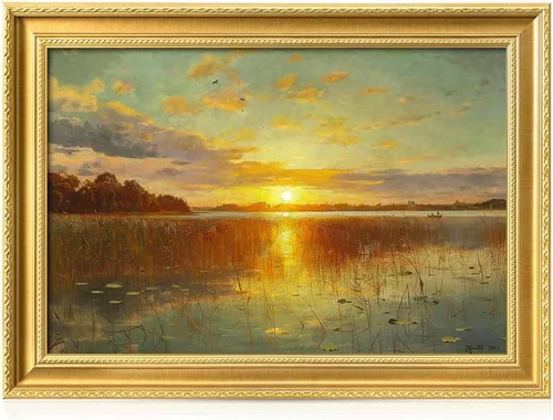 Miniatura 55 de DECORARTS - Impresiones de Giclee de Lirios de Agua de Claude Monet, Arte de Pared Enmarcado con Marco de Madera Maciza, Decoración de Jardín