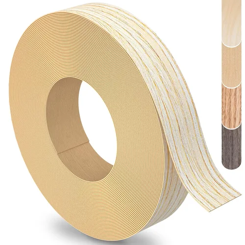 Miniatura 11 de Bandas de Borde de Abedul, rollo de 1 1/2 pulgadas x 10 pies de Bandas de Borde de Chapa - Pre-encoladas Flexibles, Cinta de Madera Real