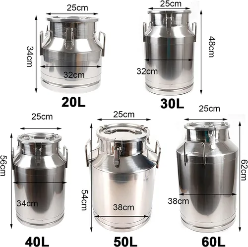 Miniatura 3 de Lata de leche de acero inoxidable de 20 L, cubo de leche para vino, cubo de vino, jarra de leche con tapa sellada resistente, con tapa sellada