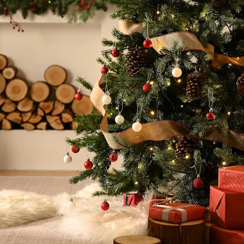 Miniatura 2 de DecorbyHannah - Mini adornos de Navidad rojos y blancos, 49 unidades de 1.18 pulgadas, adornos temáticos de perros pequeños para decoración de árbol