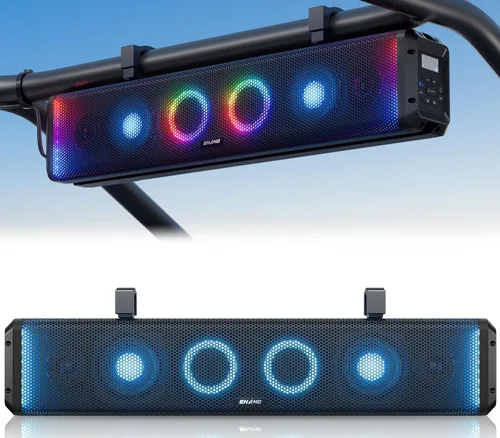 Miniatura 10 de Ehaho Barra de sonido UTV de 25 pulgadas, IP66 impermeable Bluetooth barra de sonido para carrito de golf, barra de sonido ATV con iluminación RGB