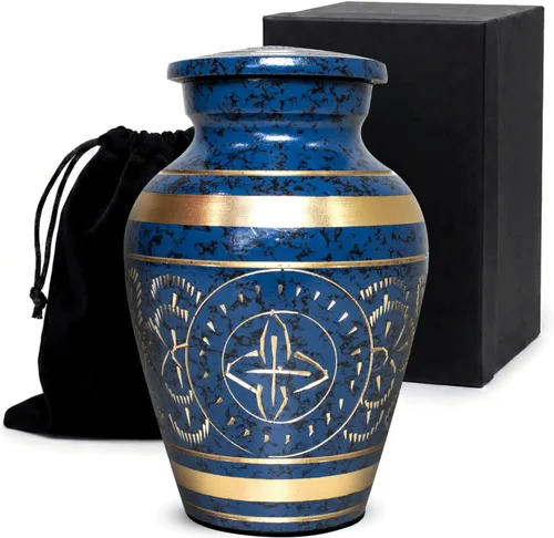 Miniatura 8 de Urnas pequeñas para cenizas humanas, recuerdo funerario grabado a mano de latón con elegante acabado negro, mini conmemorativo de cremación