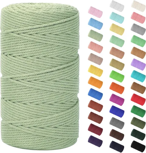 Miniatura 147 de Cordón de macramé de 0.079 in x 380 yardas (1140 pies), cuerda de algodón natural para colgar en la pared, ganchos de plantas, manualidades, Beige