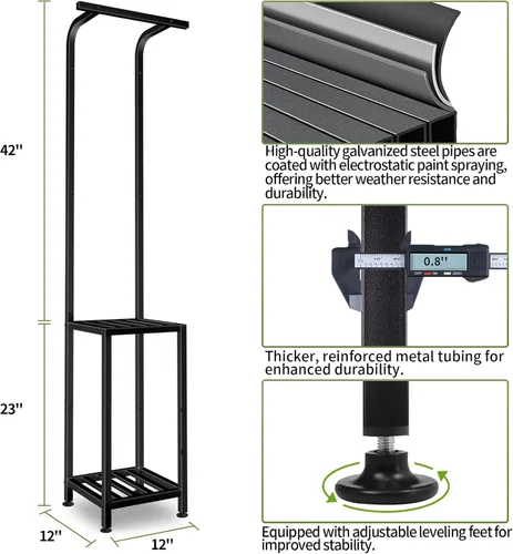 Miniatura 4 de Soporte para plantas para interiores y exteriores, soporte para plantas de 65 pulgadas de alto para exteriores, estante colgante de 3 niveles