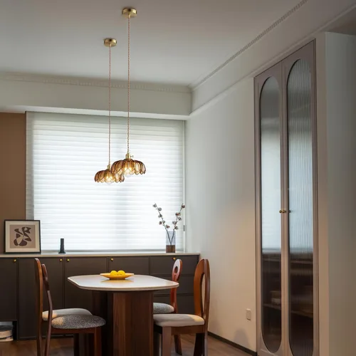 Miniatura 2 de XZHGCEE Lámparas colgantes Isla de cocina: Lámpara colgante de vidrio ámbar con interruptor giratorio, base E26 - Iluminación moderna para comedor