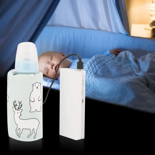 Miniatura 4 de Calentador de biberones USB para bebés, portátil, con dibujos animados, botella de leche, calentador de viaje, calentador portátil para calentar