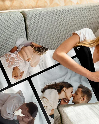 Miniatura 2 de Manta de collage de fotos personalizada, manta de franela suave, regalos para seres queridos 4 Fotos con texto