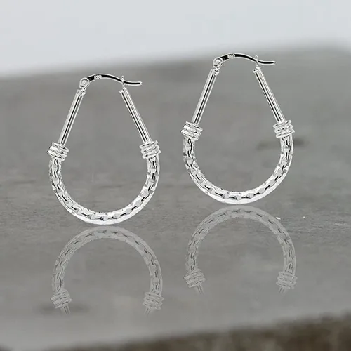 Miniatura 5 de LeCalla - Aretes de plata esterlina con diseño italiano ovalado para mujer