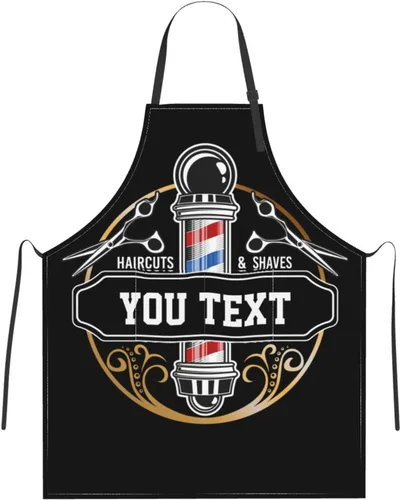 Miniatura 13 de Delantal de barbería personalizado para hombres y mujeres, delantal de texto personalizado con bolsillos, delantal ajustable personalizado