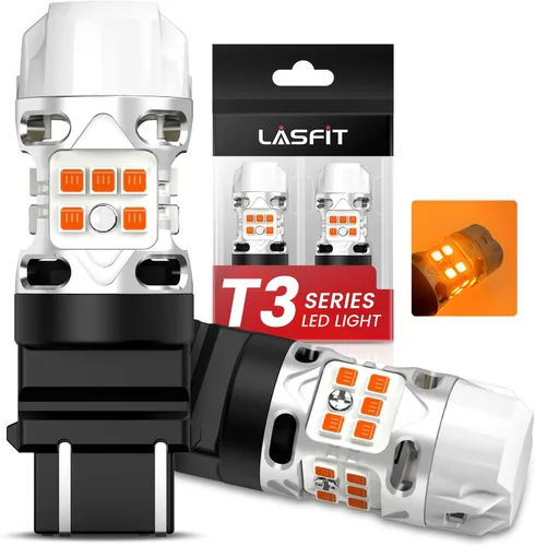 Miniatura 19 de LASFIT Bombilla LED T3 1156, señal de giro ámbar, resistencia incorporada 7506 CANBUS Ready sin errores, nuevo 500% brillante intermitente 4000LM