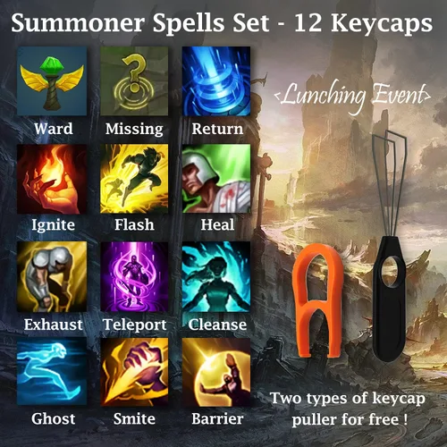 Miniatura 4 de League of Legends - Teclas personalizadas (Champion Alistar) - Grabado con láser con retrato de cada campeón, pasivo y habilidades. Se adapta a