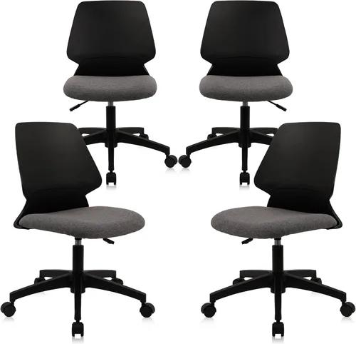 Miniatura 25 de CLATINA Silla de oficina en casa, sin brazos con ruedas, silla de escritorio pequeña de altura ajustable, sillas giratorias de trabajo de malla