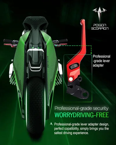 Miniatura 5 de POISON SCORPION - Palancas de embrague/freno cortas para moto, rojas, compatibles con Z400 19-23 / Z125 KLE 300X 17-24 / EX 400 18-23 / EX300 13-18