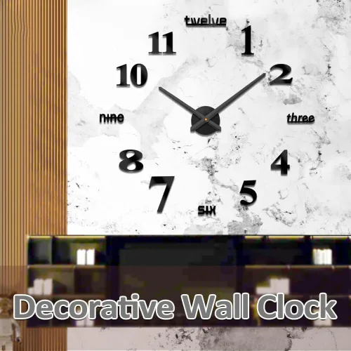 Miniatura 2 de Mintime Reloj de pared moderno sin marco, grande, 3D, números de espejo para decoración de oficina en casa Negro