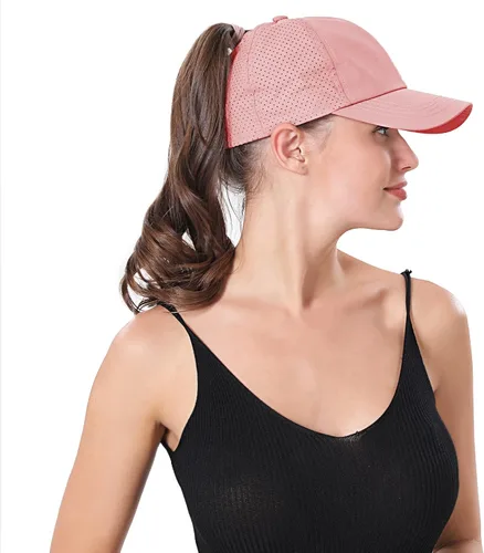 Miniatura 4 de Gorra de béisbol para mujer, con diseño cruzado y ajustable, de secado rápido, para cola de caballo