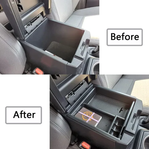 Miniatura 3 de EDBETOS Organizador de accesorios de consola central compatible con Toyota Tacoma 2016-2019 2020 2021 2022 2023, reposabrazos de material ABS, Negro
