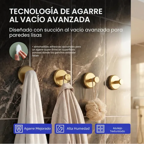 Miniatura 2 de HOME SO Ganchos con ventosa para toallas de ducha y baño, paquete de 4 – Ganchos de ventosa para colgar toallas, batas y abrigos – azulejos, puerta