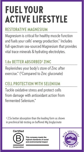Miniatura 8 de Suplemento de magnesio-selenio-zinc de New Chapter, 325 mg de magnesio en una tableta diaria para cuerpos activos, recupera tu energía después