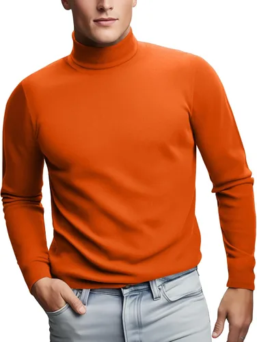Miniatura 2 de Zengjo Camisas de manga larga con cuello alto para hombre, capa base térmica, ajustadas, suaves