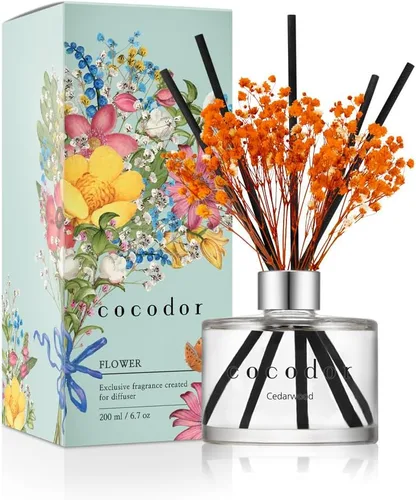 Miniatura 13 de COCODOR Juego de Difusor de Varillas de Junco con Flores / 6.7 oz / Eucalipto Limón / Difusor de Aroma con Varillas Fragancia para el Hogar Difusor