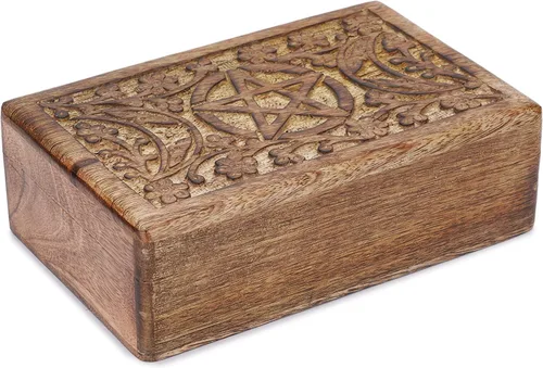 Miniatura 19 de Ajuny Caja Joyero de Madera para Recuerdos de 8 x 5 pulgadas – Cofre Decorativo Hecho a Mano para Hombres y Mujeres, Caja de Almacenamiento