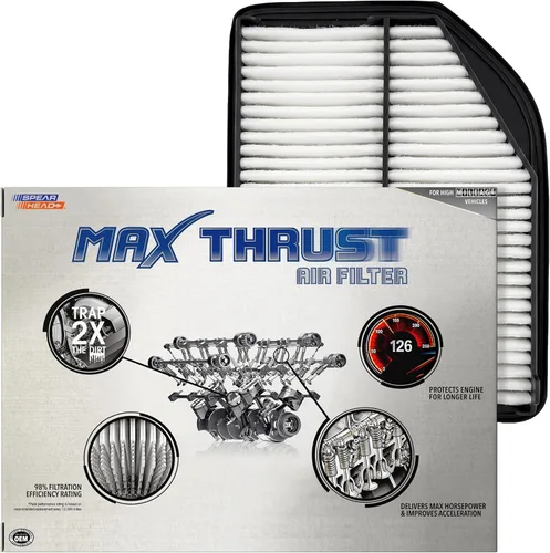Miniatura 73 de Filtro de aire de motor Spearhead MPG Defense Max Thrust para vehículos de todo kilometraje, se adapta como el OEM, restaura MPG y aceleración