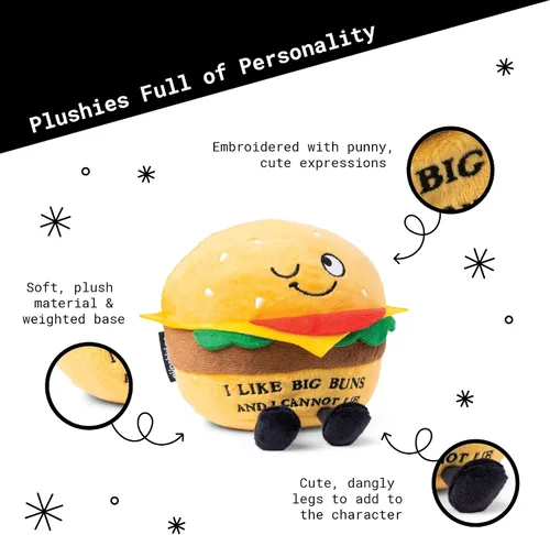 Miniatura 4 de Punchkins Almohada de Hamburguesa de Felpa - Me gustan las grandes hamburguesas y no puedo mentir, gracioso peluche de hamburguesa, regalo