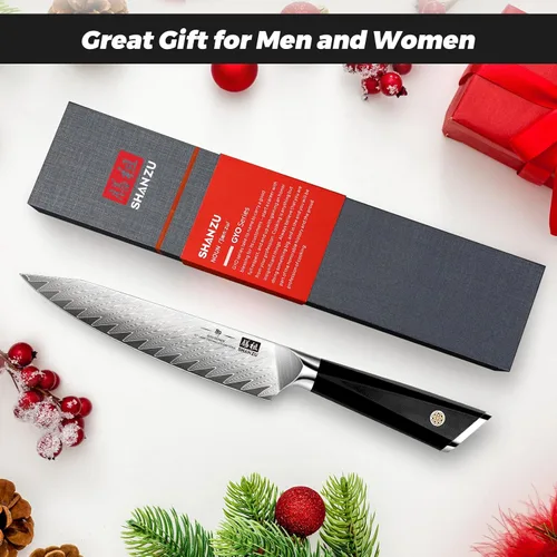 Miniatura 7 de SHAN ZU - Cuchillo de chef de Damasco de 6 pulgadas, cuchillo de cocina de acero japonés de 67 capas 10Cr15CoMoV, cuchillo de chef japonés súper