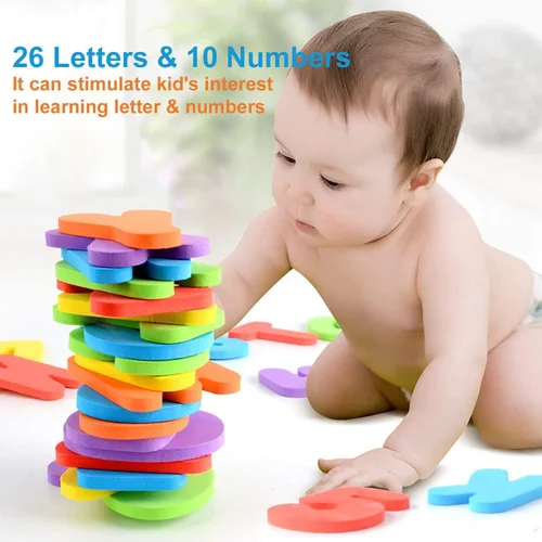 Miniatura 6 de Organizador de juguetes de baño + 36 de espuma suave ABC 123 letras y números, alfabeto de baño, juguetes para bebé, letras de espuma de aprendizaje