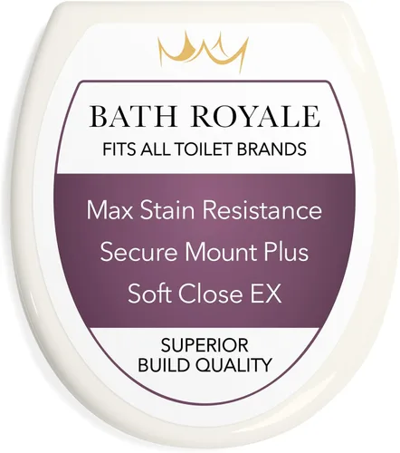 Miniatura 10 de Bath Royale Asiento de inodoro redondo de cierre suave con tapa BR500-00 blanco, cómodo, duradero, resistente, resistente a las manchas y fácil