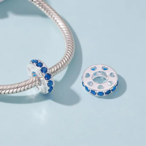 Miniatura 27 de 925 plata esterlina espaciador encanto grano con CZ transparente para pulseras Pandora Charms