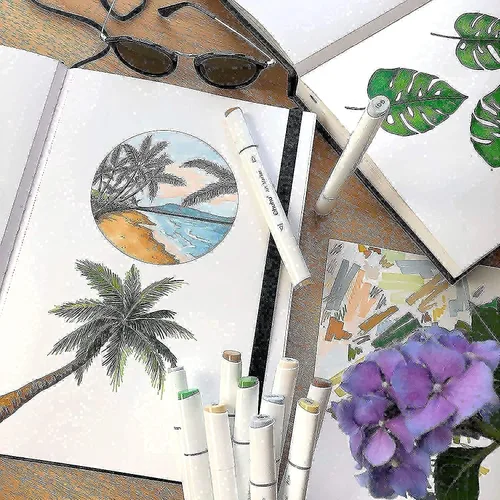 Miniatura 8 de Ohuhu Marcadores de pinceles con alcohol cuaderno de bocetos artísticos 83 x 83 pulgadas