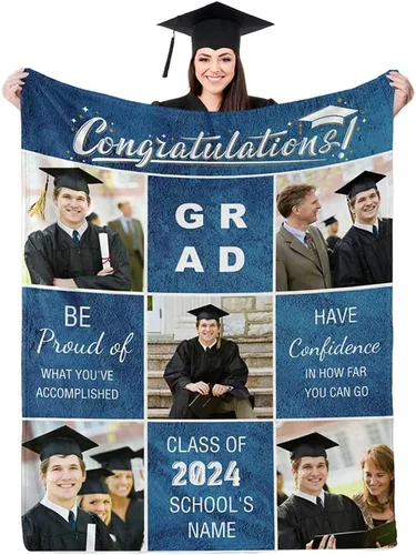 Miniatura 21 de D-Story Manta de franela personalizada para mujer, regalos de graduados, regalo de graduación de secundaria, regalos de graduación personalizados