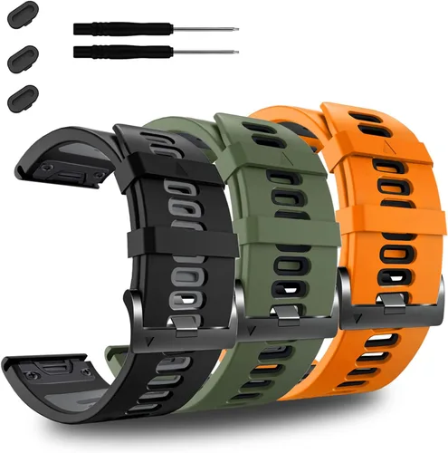 ZPJPPLX 26mm Correas de reloj de fácil ajuste para tactix 8 Fenix 8 51mm 7X Pro 6X 5X, correas deportivas de silicona suave compatibles para Garmin