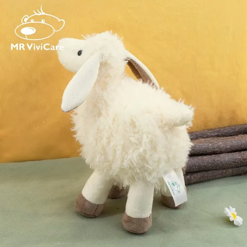 Miniatura 6 de Peluche de oveja blanca y crema de 8.5 pulgadas para niños y niñas, juguetes de peluche de cordero suaves y adorables para bebés recién nacidos