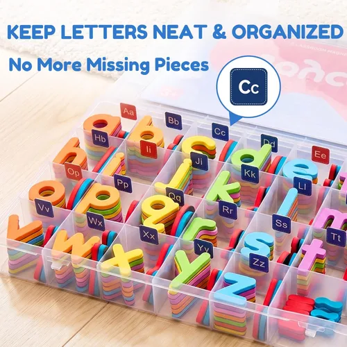 Miniatura 5 de JoyCat Kit de letras magnéticas en inglés y español para aula, 234 piezas con tablero magnético de doble cara, letras del alfabeto de espuma