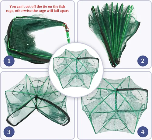 Miniatura 4 de Minnow - Trampa de 24 x 10 pulgadas con red de pesca plegable y cubo de pescado plegable, trampa para cangrejos, cangrejos y camarones para pesca
