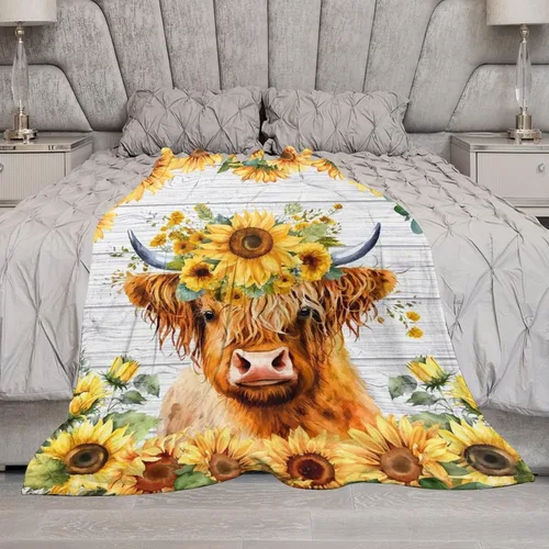 Miniatura 7 de Manta de vaca de las Tierras Altas para adultos - Mantas de vaca para mujeres y niñas - Suave, esponjosa y acogedora - 30"x40" Mantas para niños