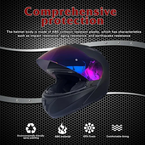 Miniatura 8 de KRN Casco de motocicleta modular reversible para adultos - Casco de calle aprobado por DOT, para carreras y con visor colorido y pasamontañas