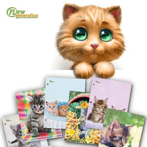 Miniatura 2 de New Generation – Kitten - Composition Notebooks, 80 Sheets / 160 Pages Wide Ruled pages Comp Book, Durable Laminated covers with Assorted Fashion