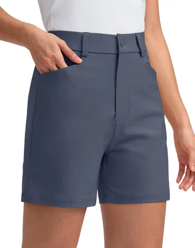 Miniatura 10 de G Gradual Pantalones cortos de golf de 5 pulgadas para mujer, elásticos, ligeros, para senderismo, con bolsillos, pantalones cortos casuales
