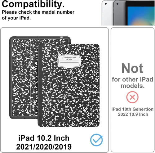 Miniatura 2 de Supveco Funda para iPad de 9ª/8ª/7ª Generación 10.2 pulgadas (Modelo 2021/2020/2019) con Soporte para Lápiz, Funda Folio Premium con Soporte