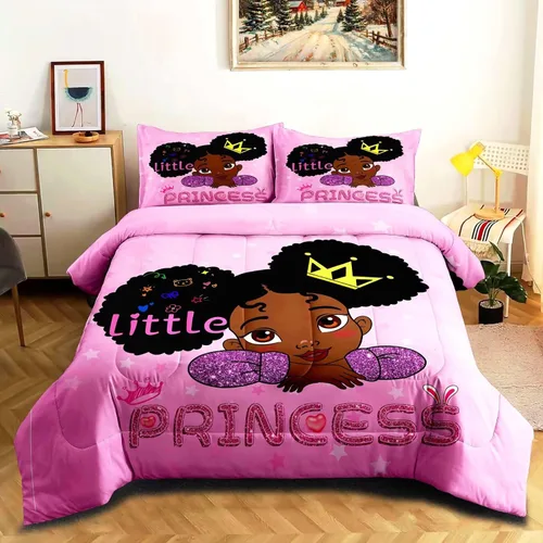 Miniatura 15 de Juego de edredón mágico para niñas negras, tamaño individual, para niños, adolescentes, niñas pequeñas, juego de ropa de cama para niñas negras