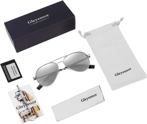 Miniatura 21 de Gleyemor Lentes de sol polarizados estilo aviador para niños y niñas, jóvenes, adolescentes, dos tamaños de 1.969 in y 2.047 in