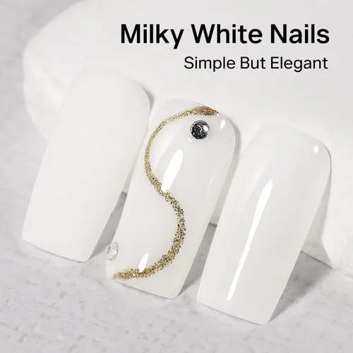 Miniatura 3 de MIZHSE Esmalte de uñas de secado rápido, esmalte de uñas blanco lechoso de secado al aire rápido, 15 ml de esmalte de uñas a base de agua regular