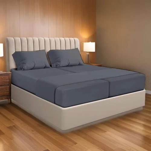 Miniatura 19 de Ready To Rest Juego de sábanas divididas 100% de algodón egipcio tamaño California King para cama ajustable de 5 piezas, se adapta a colchones